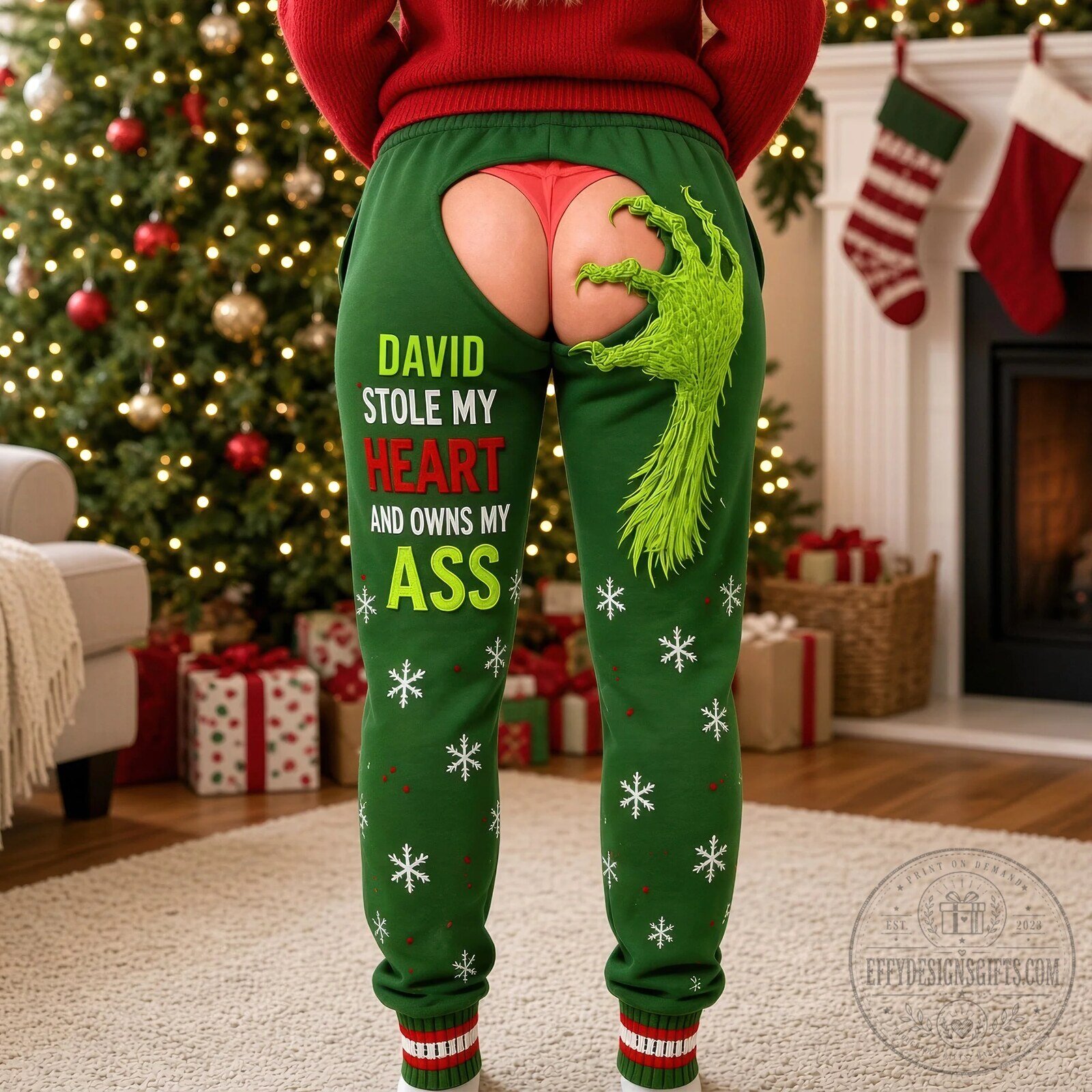 Funny Grinch Christmas Cutout Sweatpants for Women 9 Funny Grinch Christmas Cutout Sweatpants for Women
